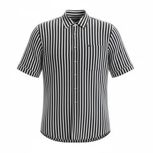 Monochrome Striped Navy Men's Button-Down Shirt